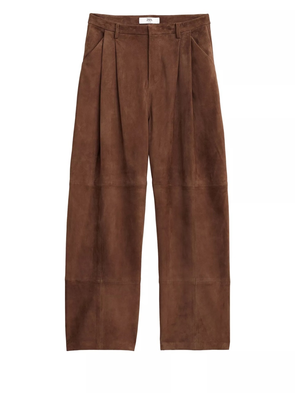 Zara Brown Wide-Leg Suede Pants